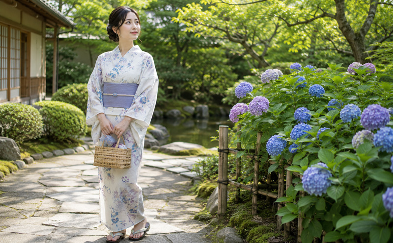 A single-layer kimono in a lighter, garden-ready weave — construction, not just color, marks the season.